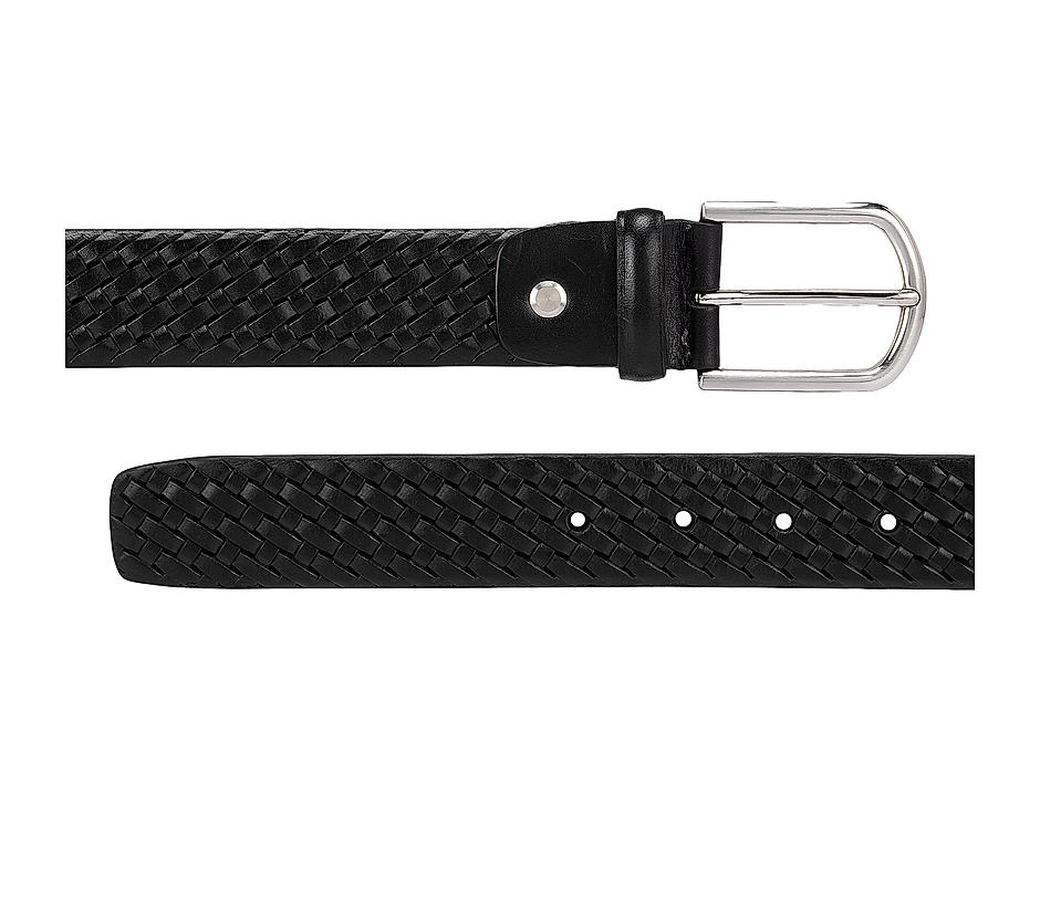 Black Mat Embossed Casual Leather Belt